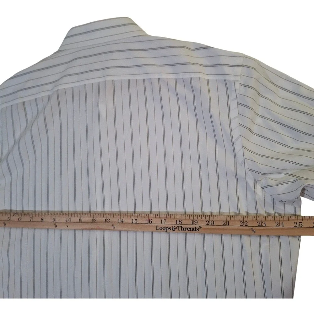 Banana Republic Non Iron Slim Fit Dress Shirt Mens XL White Striped Cotton NWT